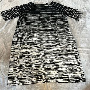 Vince silk short sleeve striped shift dress